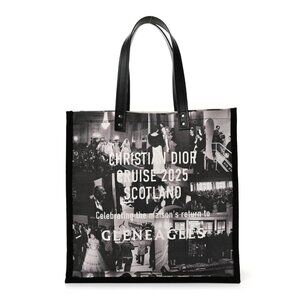 Christian Dior Canvas Print Cruise 2025 Scotland Tote Black White